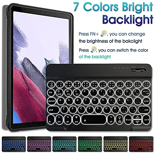 Backlit Keyboard Case for Samsung Galaxy Tab A7 Lite 8.7” 2021 (SM-T220/T225), Protective Cover Case with Detachable Wireless Keyboard for Galaxy Tab A7 Lite 8.7 Inch 2021 Release (Black)