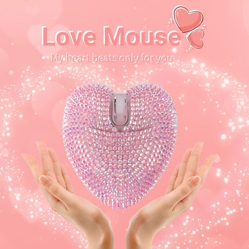elec Space Wireless Bluetooth Mouse, Rechargeable Silent and Stylish Heart-Shaped Mouse for Laptop, PC - 10m Range (Pink) - color: pink