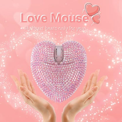 elec Space Wireless Bluetooth Mouse, Rechargeable Silent and Stylish Heart-Shaped Mouse for Laptop, PC - 10m Range (Pink) - color: pink