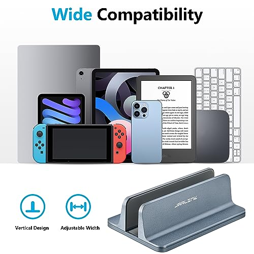 JARLINK Vertical Laptop Stand, Aluminum Laptop Holder Desktop Stand with Adjustable Dock Size (up to 17.3 inches) Compatible with All MacBook/Surface/Dell/Gaming Laptops (Gray) (Pack of 2) - color: Grey, size: 1-slot (Pack of 2)