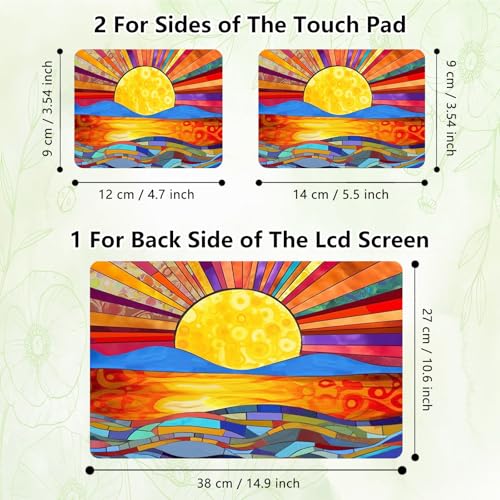 Laptop Skin Sticker Decal, Universal Reusable Vinyl Laptop Cover for 12" 13" 13.3" 14" 15" 15.4" 15.6" Notebook PC, Waterproof Scratch-Resistant with 2 Wrist Pads, Easy to Apply & Remove,A Art Sun - color: A Art Sun