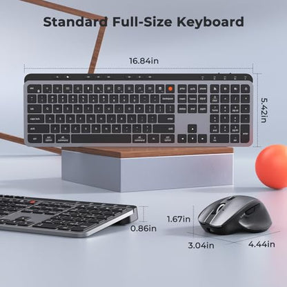 MEETION Wireless Keyboard and Mouse Combo, Rechargeable, Full Size - Gray | Dual Bluetooth and USB connectivity, ergonomic mouse with 4 adjustable DPI, compatible with Windows, Mac, PC, laptop and iPad - color: Full Size Black
