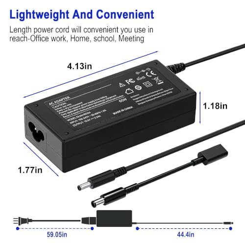 65W 45W la65ns2-01 Laptop Charger Compatible with Dell Inspiron 16 13 14 15 17 3000 5000 7000 Series 2-in-1 Series 1545 3558 3181 5100 5535 5559 5567 XPS 9350 9360 Laptop Power 4.5 * 3.0&7.4 * 5.0