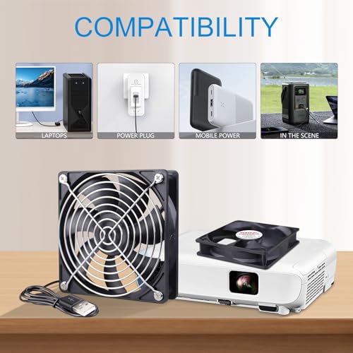 2 Packs Wathai 120mm x 25mm USB Fan with Speed Controller for Computer Receiver AV cabint Game Console PC Laptop TV Box Projector Router Cooling - size: 120x25mm (5V)