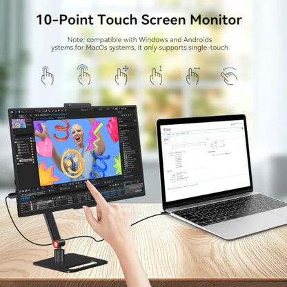 14" Portable Touch Monitor,1920×1200 FHD IPS USB-C HDMI,10-Point Touch,Foldable Stand,Built-in Speakers VESA for Laptop Mac PS5 Switch - size: 14inch Touch