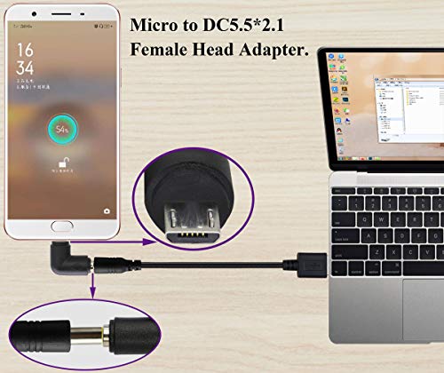 90 Degree Micro DC Power Adapter 90 Degree DC5.5x2.1mm to Micro USB 5V DC Power Supply Charging Connector for Cellphone, Tablet,MP3 and Micro USB Device.(2Pack/Micro) - color: Micro