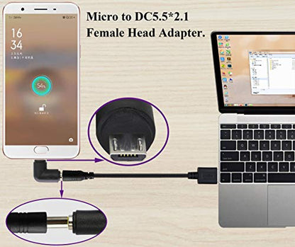 90 Degree Micro DC Power Adapter 90 Degree DC5.5x2.1mm to Micro USB 5V DC Power Supply Charging Connector for Cellphone, Tablet,MP3 and Micro USB Device.(2Pack/Micro) - color: Micro