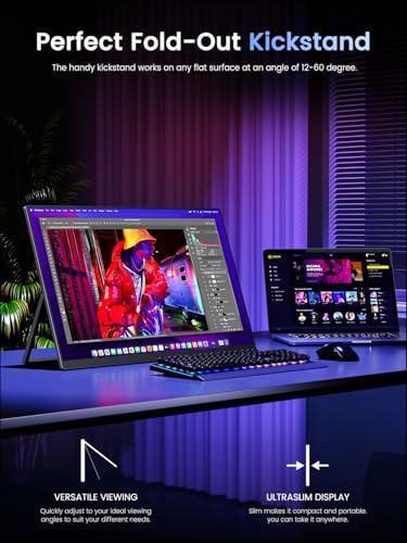 UPERFECT Portable Monitor 4K 120HZ QLED 17.3" | 0.1ms Gaming Monitor, 500 Nits | 3840 * 2160 UHD |100% DCI-P3 | USB-C & HDMI | VESA & Stand | Travel Screen for Laptop, Computer, Game Consoles - size: 17.3"