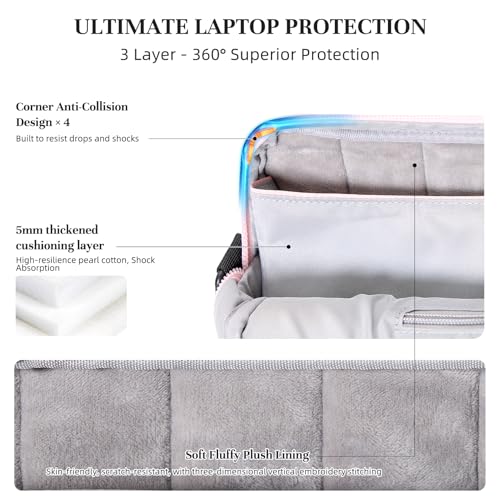 Timeet 17.3 Inch Laptop Bag for Men Women, Lightweight & Water-Resistant Computer Bag Laptop Briefcase with Shoulder Strap - color: Dusty Pink