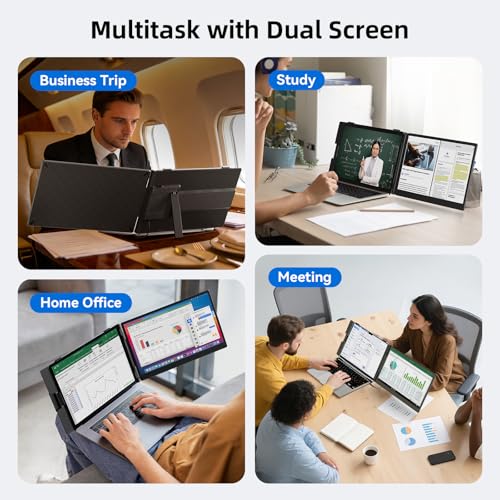 ROYY 14.2" Laptop Screen Extender, 1080P FHD Portable Monitor for Laptop with 1.8lb Lightweight Design, Plug & Play USB-C/HDMI External Screen for 13-17" Laptops, Travel & Home Office | 1080P FHD IPS, 300-nit, 72% NTSC display; Driver-free USB-C/HDMI; Mir