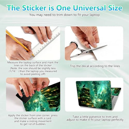 Laptop Skin Sticker Decal 12"-15.6" Universal Laptop/Notebook/Netbook Vinyl - Waterproof Scratch Resistant,Fits HP Dell Lenovo MacBook,2 Free Wrist Pads,Easy Apply & Remove,Green Glitter Book - color: Green Glitter Book