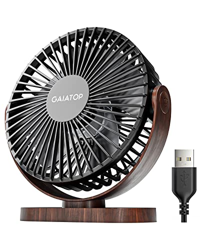 Gaiatop USB Desk Fan, 5.5 Inch Small Quiet Powerful 3 Speeds 90° Rotate, Personal Mini Portable Desktop Table Fans, Cooling for Home Office Car Travel Indoor Outdoor Wood Grain - color: Wood Grain