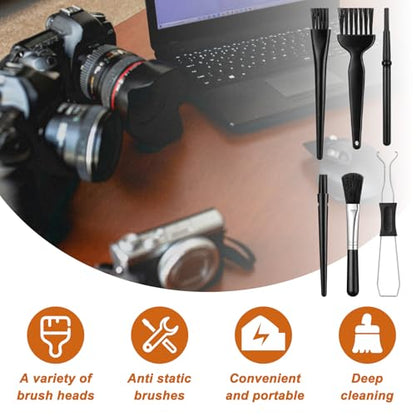 JJUNW 6Pcs Mini Keyboard Cleaning Brushes Kit, with Keycap Puller & Switch Puller PP Handle Nylon Anti Static Cleaning Brush for Computer Keyboard Motherboard Camera Small Space