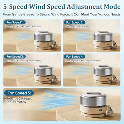 hepanio Clip On Fan,Small Fan Clip on for Shirt & Waist 3 in 1 Portable Silent Mini Bladeless Fan Magnetic Phone Fan Magsafe Compatible with Fill Light,Clip & Desktop Dual Use,360° Clip On Fan - color: White