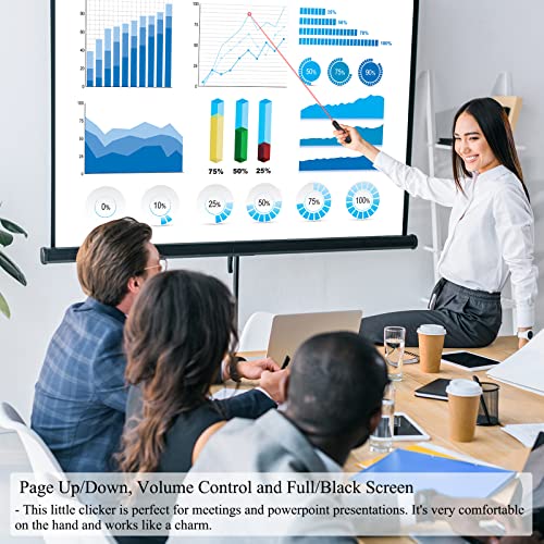 Wireless Presentation Clicker for Google Slides: 100ft Range | Ultra-Bright 656ft Red Pointer | Battery Powered - Plug & Play USB Presenter Remote with Volume & Black Screen for Mac Win PPT Keynote