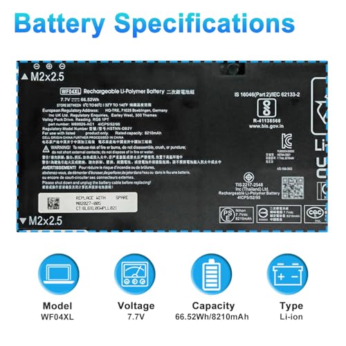 WF04XL M90073-005 Battery Replacement for Hp Spectre 13 X360 13-ae000 13-ae049ng 13-ae040ng 13-ae006no 13-ae001ng Series WFO4XL HSTNN-OB2Y TPN-IB0O M89926-1D1 M89926-AC1 - size: 10.63*3.94*0.24inch WF04XL