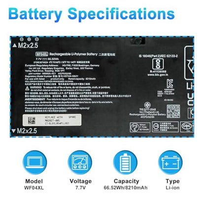 WF04XL M90073-005 Battery Replacement for Hp Spectre 13 X360 13-ae000 13-ae049ng 13-ae040ng 13-ae006no 13-ae001ng Series WFO4XL HSTNN-OB2Y TPN-IB0O M89926-1D1 M89926-AC1 - size: 10.63*3.94*0.24inch WF04XL