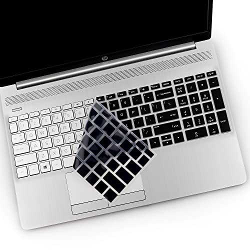 2PCS Keyboard Cover for HP Laptop 15.6 15-dw 15-dy 15-ef 15-da/db 15t-dy200 15t-dw300 15-dy2703dx, 17.3 HP Laptop 17-by 17t-by500 17-by4061nr, HP Envy x360 15m-dr/ds 17-bs 17-bw,Spectre x360 15-EB - color: Black+Clear