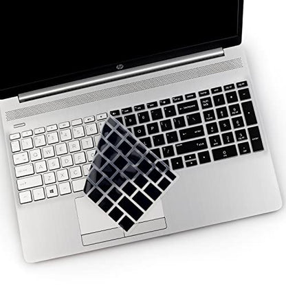 2PCS Keyboard Cover for HP Laptop 15.6 15-dw 15-dy 15-ef 15-da/db 15t-dy200 15t-dw300 15-dy2703dx, 17.3 HP Laptop 17-by 17t-by500 17-by4061nr, HP Envy x360 15m-dr/ds 17-bs 17-bw,Spectre x360 15-EB - color: Black+Clear