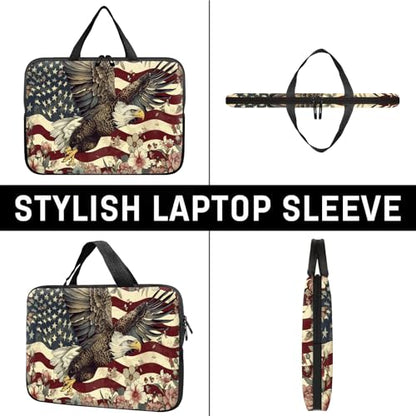 14" 15" Laptop Handle Bag Computer Bag,14.2" 15.4 inch Pouch Holder Notebook Sleeve Cover Compatible for Dell,Lenovo,Toshiba HP, Asus Notebook Messenger Briefcase-Flying Eagle flag flowers - color: Flying Eagle Flag Flowers