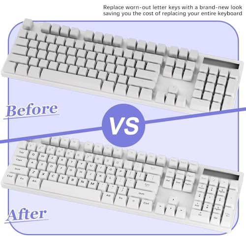 ProElife Gradient Keyboard Letter Stickers with Tweezer, Full-Key, Grey | English Transfer Printing Peel-Off Film, Leave English Letters on Keys, Keyboard Letters Replacement Stickers for Desktop - color: Grey