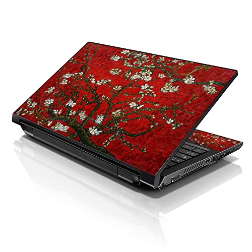 LSS Laptop 15 15.6 Skin Cover with Colorful Red Almond Trees Pattern for HP Dell Lenovo Apple Asus Acer Compaq - Fits 13.3" 14" 15.6" 16" (2 Wrist Pads Free) - color: Red Almond Trees, size: 13" - 16"