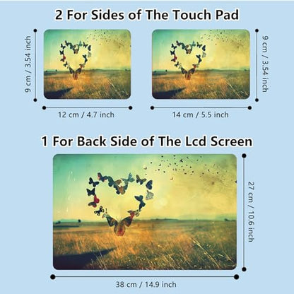 Universal Laptop Skin Sticker with 2 Wrist Pad Skins, Waterproof Scratch Resistant Vinyl Laptop Cover Decal, Cut to Fit for 11–15.6 Inch MacBook HP Dell Lenovo, Butterfly Heart - color: Butterfly Heart