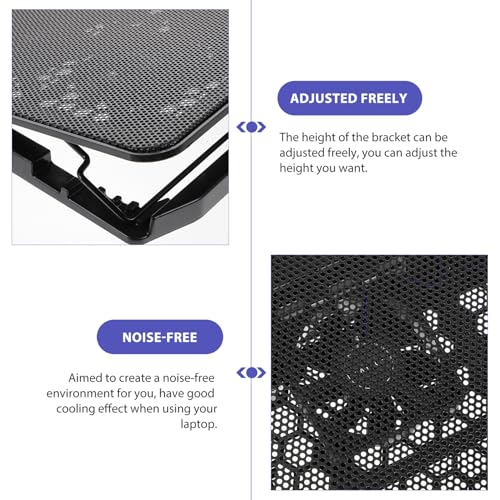 Laptop Cooling Pad with 6 Quiet Fans 15.6 Inch Adjustable Laptop Cooler Stand for Gaming and Work Black Cooling Base