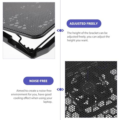 Laptop Cooling Pad with 6 Quiet Fans 15.6 Inch Adjustable Laptop Cooler Stand for Gaming and Work Black Cooling Base