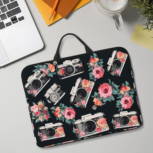 14 Inch Laptop Sleeve Case Waterproof Travel Laptop Bag Handbag Shockproof Protective Computer Cover Flower Camera Carrying Bag Briefcase with Handle for 13-14 Inch Notebook