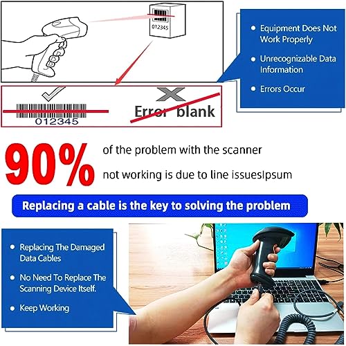 USB Cable for Honeywell Barcode Scanner, USB to RJ45 Cable, CBL-500-300-S00 1900GHD 1900GSR 1902GHD 1902GSR 1300G 1250G 1400GH 1450G 1900-C 1200G 1910i (1900-7FT-Straight) - size: 7 ft Straight