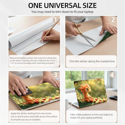 Baby Dragon Autumn Leaves Universal Laptop Skin Sticker 3PCS, Protective Decal Trim-to-Fit 11.6" 13.3" 14" 15.6" Laptop Vinyl Cover, Removable Anti-Scratch Computer Decal Protector - color: Baby Dragon Autumn Leaves