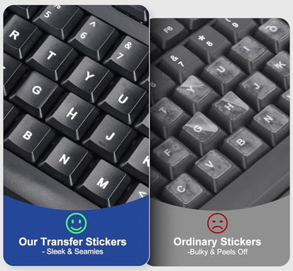 2PCS English Keyboard Letter Stickers - 3D Keyboard Letters Replacement Stickers English for Computer Laptop Desktop Keyboards, Borderless Alphabet Characters, Only Letter Leave on Keypads - color: English Transfer Letter-White