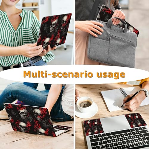Universal Laptop Skin Sticker with 2 Wrist Pad Decals, 3-Piece Removable Vinyl Laptop Cover, Dark Skull Fire Waterproof Anti-Scratch, Easy-Trim Fit for 13.3" 14" 15.6" Laptops - color: Dark Skull Fire
