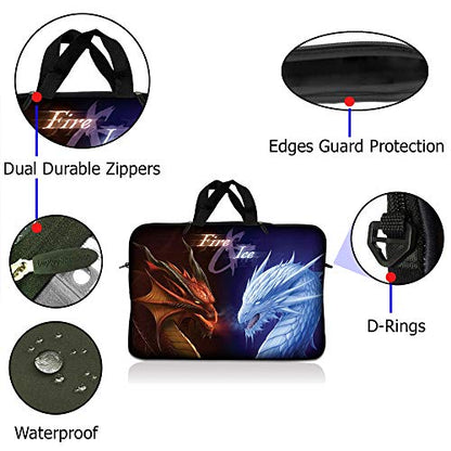 LSS 10.2 inch Laptop Sleeve Bag Compatible with Acer, Asus, Dell, HP, Sony, MacBook and More | Carrying Case Pouch w/Handle, Fire &Ice Dragons - color: Fire & Ice Dragons, size: 8 in -10.2 in