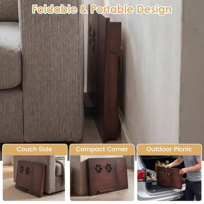 Giantex Bamboo Laptop Desk for Bed, Adjustable Foldable Bed Tray Table (Coffee) - color: Coffee