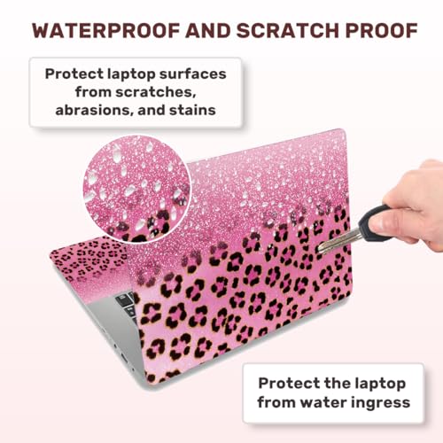 Laptop Skin Sticker Decal PVC Vinyl Sticker Notebook PC Protector Waterproof Scratch Resistant Laptop Skin for 12.1 13 13.3 13.6 14 15 15.3 16 Inch Pink with Black Leopard Print - color: Pink with Black Leopard