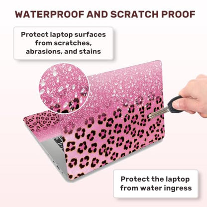 Laptop Skin Sticker Decal PVC Vinyl Sticker Notebook PC Protector Waterproof Scratch Resistant Laptop Skin for 12.1 13 13.3 13.6 14 15 15.3 16 Inch Pink with Black Leopard Print - color: Pink with Black Leopard