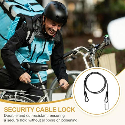 PATIKIL Security Cable Lock (3/16" Dia 3.3ft, Black)(5 Set) Vinyl Coated 304 Stainless Steel Double Loop Flexible Wire Rope Safety Cable with Quick Links Locking Connectors - color: Black, size: 3/16" x 3.3ft