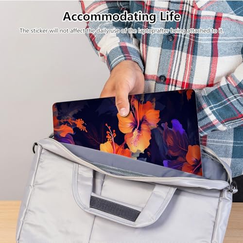 Universal Laptop Skin Sticker with 2 Wrist Pad Skins, Waterproof Scratch Resistant Vinyl Laptop Cover Decal, Cut to Fit for 11–15.6 Inch MacBook HP Dell Lenovo, Hibiscus Flower - color: Hibiscus Flower