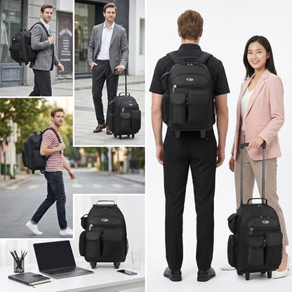 20" 2-in-1,Wheeled Travel Luggage Bag w/Telescopic Handle | Rolling Travel Luggage w/2 Wheels,Trolley Suitcase,Spacious Storage Design,2560-20''-Black - color: JH-2560-Black-20