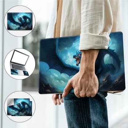 Universal Laptop Skin, DIY Cut-to-Fit Vinyl Cover Compatible with HP, Dell, Lenovo, Mac (13.3" to 15.6"), Anti-Scratch, No Residue & Bubble-Free Protective Decal Sticker, Epic Blue Dragon - color: Epic Blue Dragon