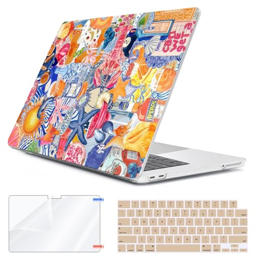 Compatible with 2026 MacBook Neo Case 13 inch Model A3404 (A18 Pro Chip), Anti-Fingerprint& Scratch Sturdy Hard Shell Case & Keyboard Cover & Screen Protector &Webcam Cover, Pattern Collage01 - color: Pattern Collage01