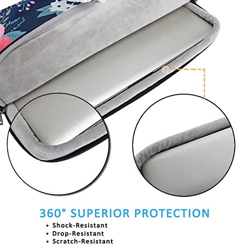 Laptop Sleeve Bag Water-Resistant Protective Case Bag Compatible with MacBook Pro/Air 13 inch and 13 inch-14 inch Dell HP Surface Book Chromebook Notebook - color: Navy Flower, size: 13 inch-14 inch