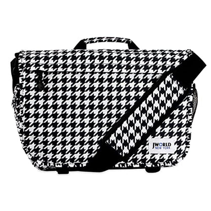J World New York Thomas Laptop Messenger Bag for Women & Men. Kids Computer Bookbag - color: Houndstooth
