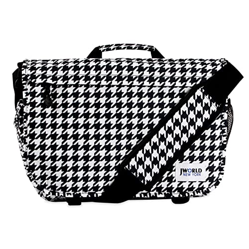 J World New York Thomas Laptop Messenger Bag for Women & Men. Kids Computer Bookbag - color: Houndstooth