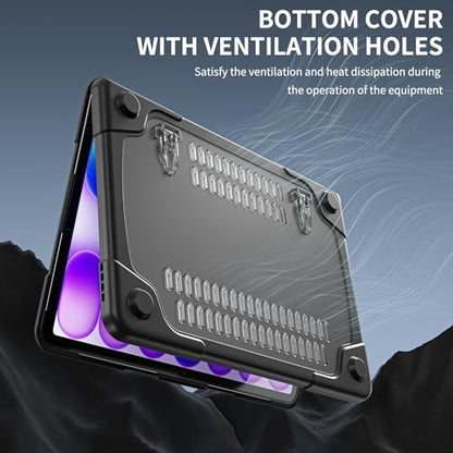 Batianda Heavy Duty Case for MacBook Neo 13 Inch 2026, Black | Fits Model A3404 A18 Pro Chip, Ergonomic Foldable Stand Holds 22lbs, TPU Bumper, Matte Translucent Shockproof Hard Shell - color: Black