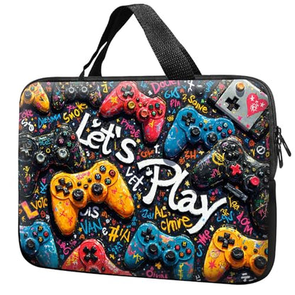 Laptop Sleeve with Handle 15.6 Inch, Waterproof Laptop Case Bag, Play Games Pattern Design Computer Sleeve Compatible with MacBook Air, Pro, HP, Dell, Lenovo, ASUS - color: Play Games, size: 15inch(15-15.6")