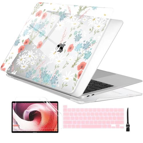 Batianda LumiArt Case for MacBook Pro 13 inch 2022 2020, Cute Daisy | Fits Model A2338 M2 M1 A2251 A2289, with Bright Color Botanical Design, Slim Hard Shell For School Girls Women and Travelers - color: Cute white flower