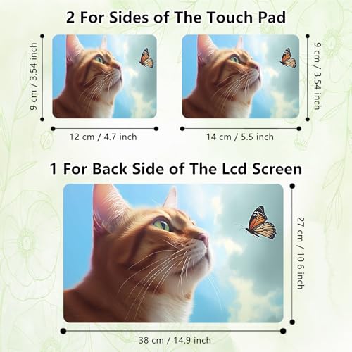 Laptop Skin Sticker Decal, Universal Reusable Vinyl Laptop Cover for 12" 13" 13.3" 14" 15" 15.4" 15.6" Notebook PC, Waterproof Scratch-Resistant with 2 Wrist Pads, Easy to Apply & Remove,Cat Butterfly - color: Cat Butterfly